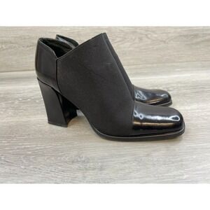 La‎ Spiga Women's Heel Pump Dress Vintage Chunky Square Toe Leather US 6B Black